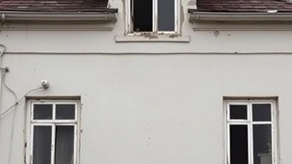 Fachada antiga com janelas pequenas e esquadrias comuns