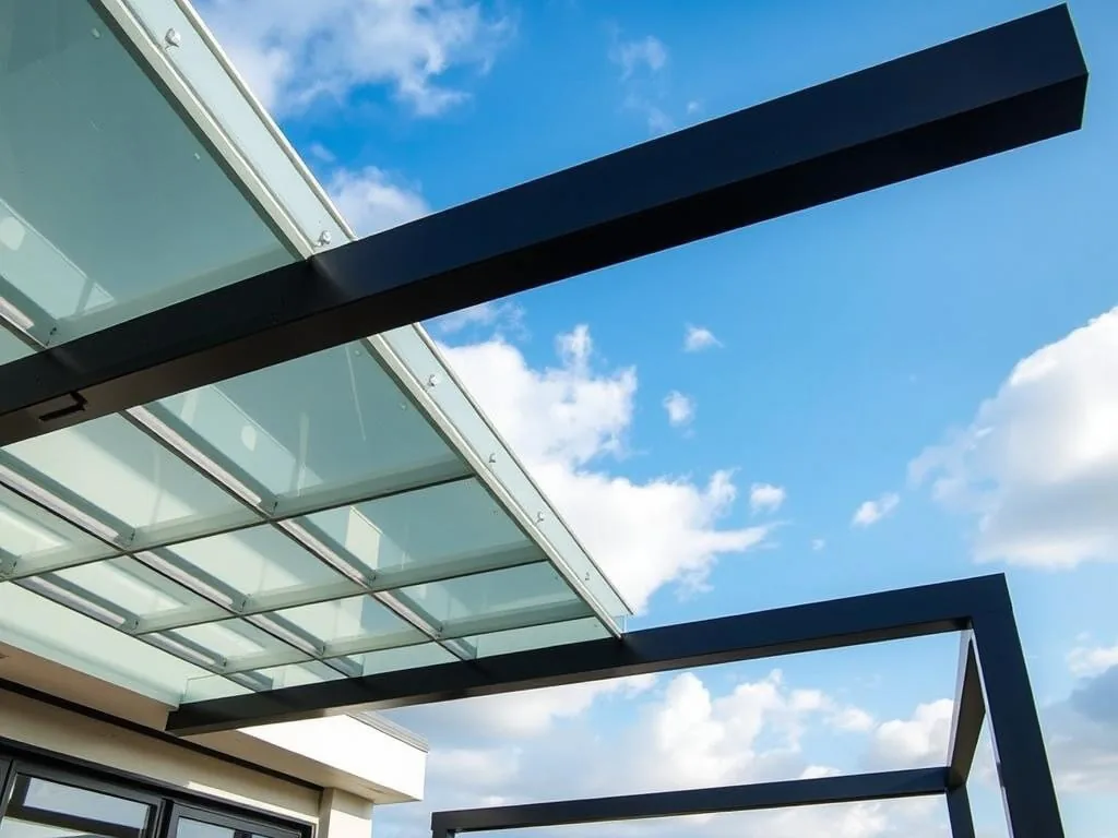 Cobertura de vidro e alumínio sobre terraço